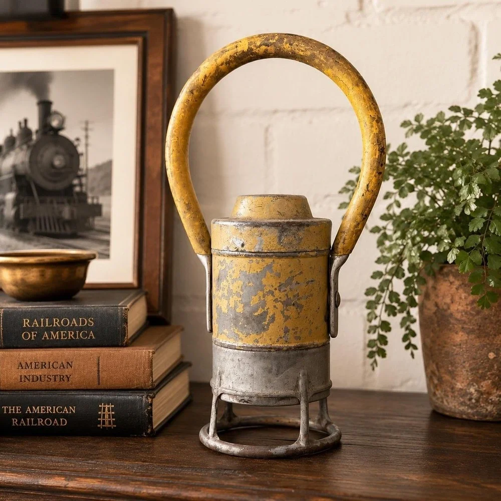 Vintage Adlake No 31-F Railroad Lantern - Mustard Yellow Industrial Decor
